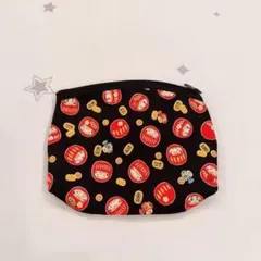 達摩圖案小包 黑 中型