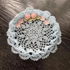 ハンドメイド　レース編みドイリー＊386