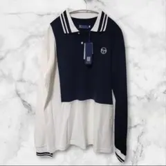 未使用 Sergio Tacchini 長袖ポロシャツ L ブラック/ホワイトのサムネイル