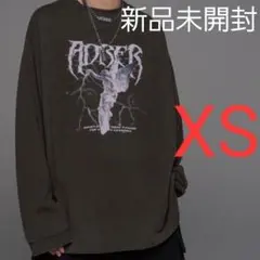 XS チャコール ヘビーコットンヴィンテージライクレトロロゴプリントピグメントTのサムネイル