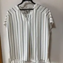 earth music&ecology 半袖シャツ 白ストライプ