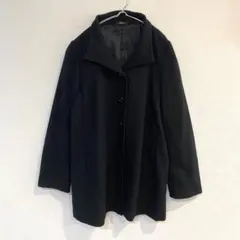 【コムサイズム】ウールコート ハーフ丈 ポケット有 長袖 シンプル 毛混 L