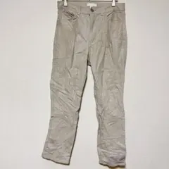 【H&M】フェイクレザーパンツ ベージュ 裏起毛 ハイウエスト 38（M相当）