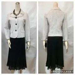新品9号★ツイードジャケット＆黒プリーツスカートのセレモニースーツ