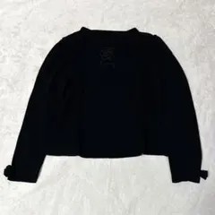 ✨美品✨M'S GRACY ニット　スパンコール　カメリア　ビーズ　黒　リボンのサムネイル