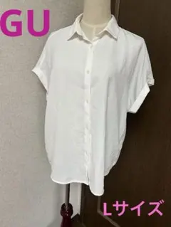 GU シャツ　ブラウス　Lサイズ　ホワイト　オーバーシルエット　ジーユー