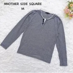 【ANOTHER SIDE SQUARE】M ハーフボタン　ストライプ　コットン