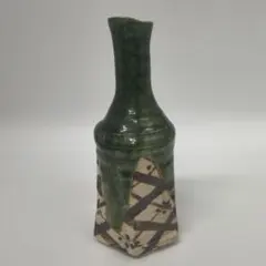 「織部花生」織部焼（花入・花瓶）美濃焼