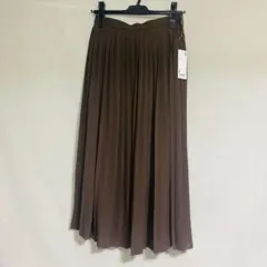 新品　UNIQLO ユニクロ　シフォンプリーツ　ロングスカート　ブラウン　M