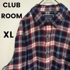 US古着 CLUB ROOM フランネルシャツ XL ネイビー レッド