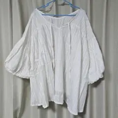 ホワイト バルーンスリーブ 五分袖 トップス