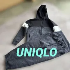 UNIQLO 子供服 ジュニア フード付きジャージ セットアップ150グレー