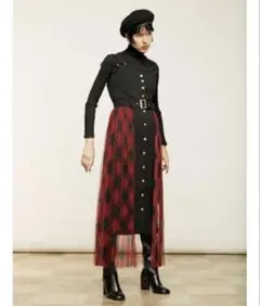 REDYAZEL レディーアゼル ジャンスカ ドッキング 異素材 黒×赤