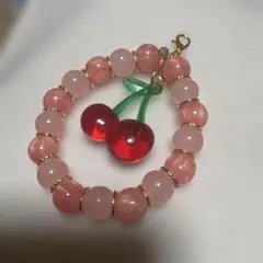 最終値下げ　ローズクォーツ チェリー型チャーム