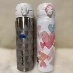 新品　スタバ　STARBUCKS タンブラー 500ml シルバーとホワイト