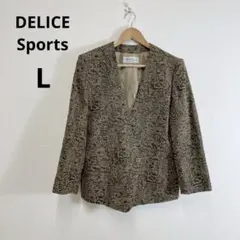 DELICE Sports ジャケット レトロ ノーカラージャケット ブラウン