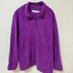フリースジャケット 3X パープル フルジップ 大きいサイズ USED