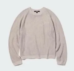 ユニクロ 3Dメッシュ クルーネックセーター ライトグレー L