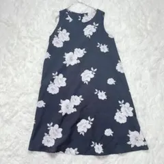 ニ*シ様 マジェスティックレゴン 花柄ノースリーブワンピース M 黒 膝丈 裏地