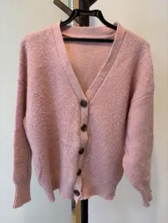 ピンク Vネック ニットカーディガンMURUA