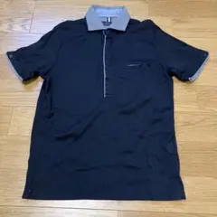 MONSIEUR NICOLE ストライプポロシャツ 黒