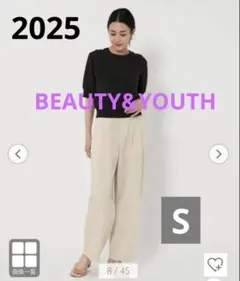 BEAUTY&YOUTH ポリエステルブレンド バックゴム タックワイドパンツ