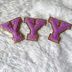 Yパッチ アイロンで貼る 金グリッター　刺繍 衣類 靴 帽子 3個（パープル）