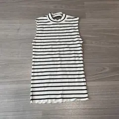 スパイラルガール　ボーダー ノースリーブ ハイネック　綿　メロウリブ