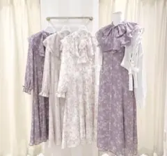 evelyn 花柄ロングワンピース パープル