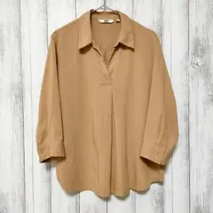 UNIQLO ユニクロ (S)　レーヨンスキッパーブラウス　7分袖
