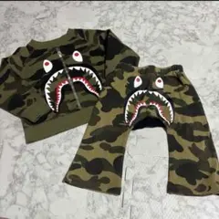 カモフラージュ柄 サメ口 トレーナー・パンツセット