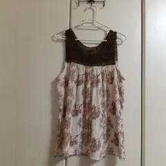花柄 ノースリーブ チュニック 平成レトロ