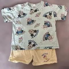 ミッキー ミニー 半袖パジャマ上下セット120cm 綿100%