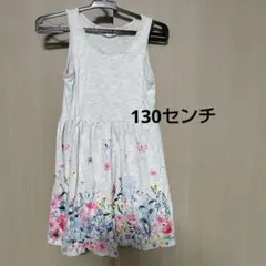 H&M 花柄ノースリーブワンピース グレー 日本サイズ130 子供服