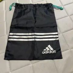adidas 3本ライン 黒巾着袋 約30cm x 40cm