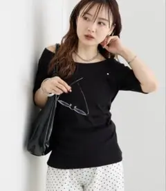 ★セール mystic Tシャツ 半袖 プレート付きワイドネックTブラックのサムネイル
