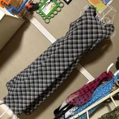 レトロ古着 斜めチェック柄 ウエストリボン付き⋈ ワンピース ヴィンテージ 古着