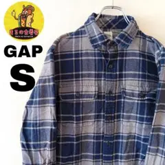 USA古着 GAP　ネルシャツS　ネイビーグレー　チェック