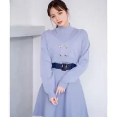 redyazel ダブルボタンカーデ付きミニワンピース