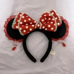 ディズニー カチューシャ ミニー イヤリング ドッド レース 赤