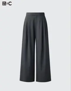 ユニクロ UNIQLO C 感動 タックワイドパンツ＋ グレー