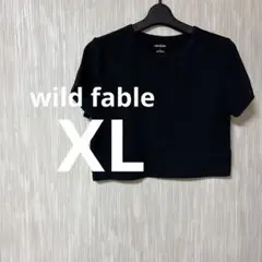 wild fable Tシャツ　ショート丈　ブラック　【XL 】　黒 半袖