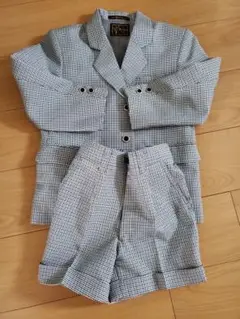 チェック柄スーツセット 120cm サスペンダー付き