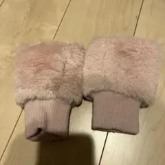 ピンク ファー 指なし手袋