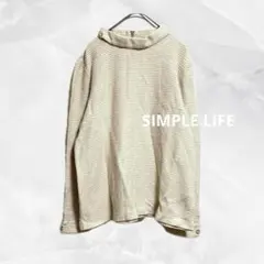 b51【シンプルライフ】ハイネック長袖リブジップアップレトロカジュアル綿100%