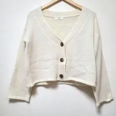 サマンサモスモスブルー　ニットカーディガン　ショート丈　オフホワイト