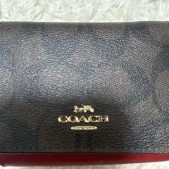 COACH 三つ折り財布 ブラウン/レッド