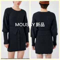 新品未使用希少MOUSSYPUFF SHOULDER ミニドレスニットワンピース