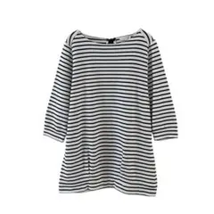 anyFAM エニィファム(L)ボーダー 7分袖 チュニック/紺×白