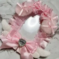 B8 ピンク うさ耳 量産型 トレカケースデコ レースデコ 推し活硬質ケースデコ